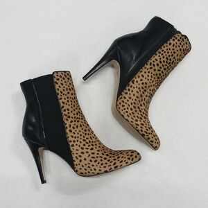 White House Black Market Blaze Leopard Print Calf Hair Maximalist Ankle Boots 7M
